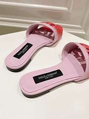 Fortok Dolce & Gabbana DG Buckle Hollow Slippers Pink Ombré-print Calfskin - 2