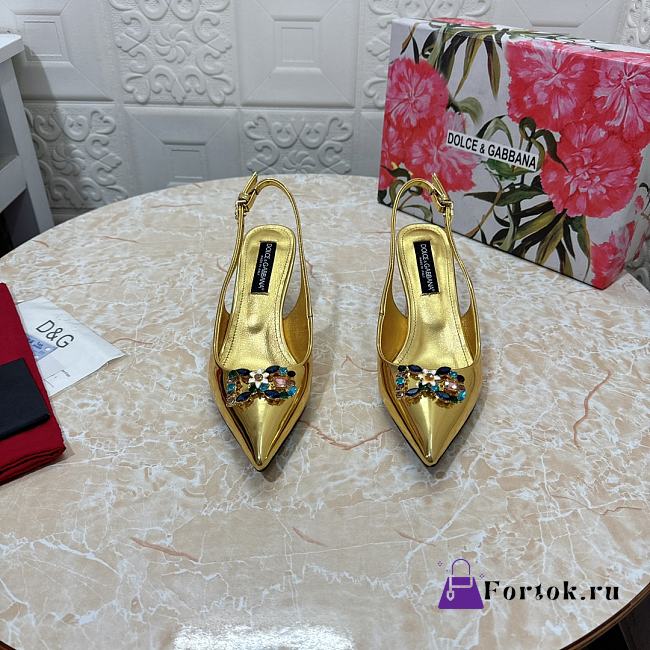 Fortok Dolce & Gabbana Diamond Slingbacks in Gold - 1