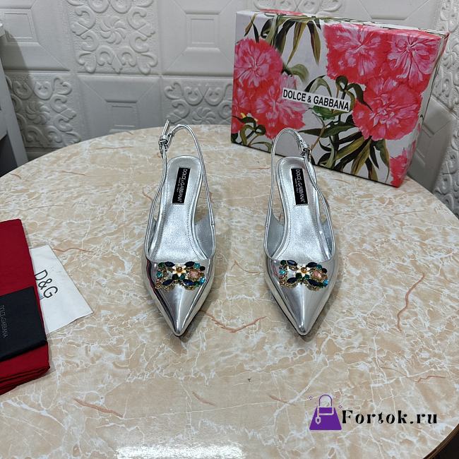 Fortok Dolce & Gabbana Diamond Slingbacks in Silver - 1
