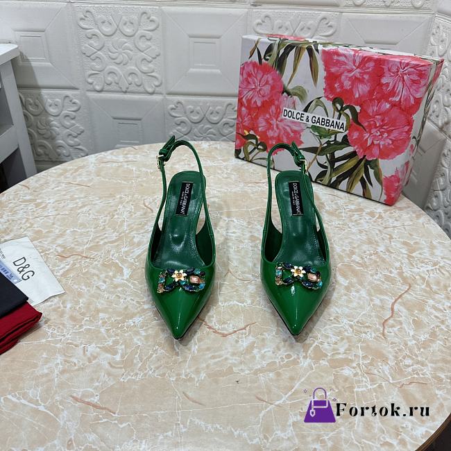 Fortok Dolce & Gabbana Diamond Slingbacks in Green - 1