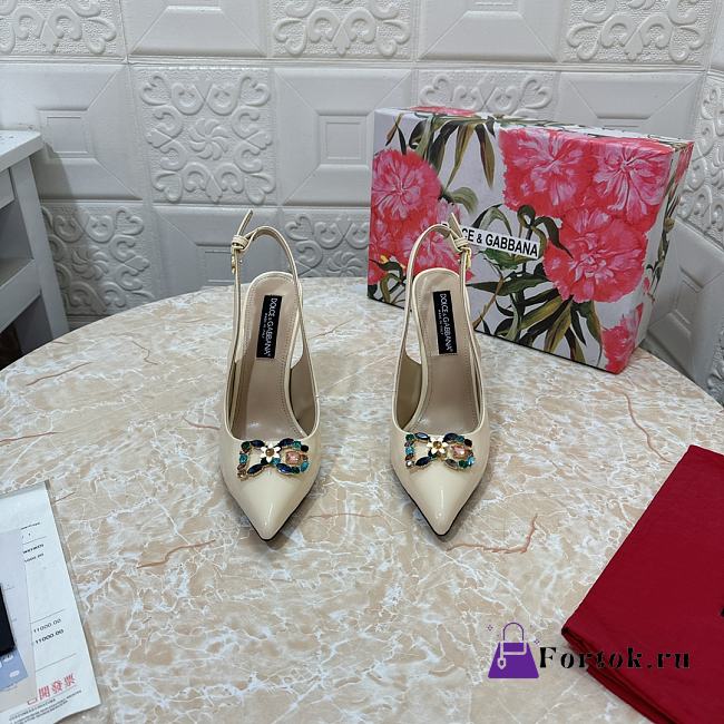 Fortok Dolce & Gabbana Diamond Slingbacks in Cream - 1