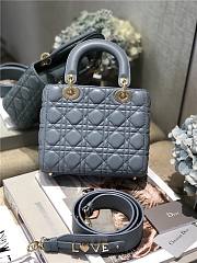 Fortok Dior Lady My ABC Cannage Lambskin Dark Blue 20cm - 2