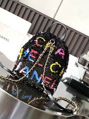 Fortok Chanel 24C Sequined Backpack Black 25x21x15cm - 6