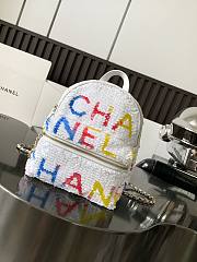 Fortok Chanel 24C Sequined Backpack White 25x21x15cm - 1