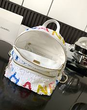 Fortok Chanel 24C Sequined Backpack White 25x21x15cm - 3