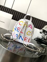 Fortok Chanel 24C Sequined Backpack White 25x21x15cm - 2