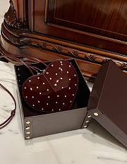Fortok Alaia Coeur Diamond Love Bag in Burgundy Patent Leather 21x17x5cm - 6
