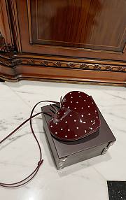 Fortok Alaia Coeur Diamond Love Bag in Burgundy Patent Leather 21x17x5cm - 5