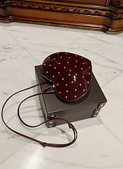 Fortok Alaia Coeur Diamond Love Bag in Burgundy Patent Leather 21x17x5cm - 4