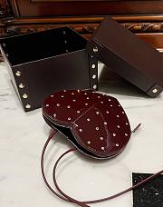 Fortok Alaia Coeur Diamond Love Bag in Burgundy Patent Leather 21x17x5cm - 3