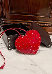 Fortok Alaia Coeur Diamond Love Bag in Red Patent Leather 21x17x5cm - 1