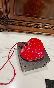 Fortok Alaia Coeur Diamond Love Bag in Red Patent Leather 21x17x5cm - 3