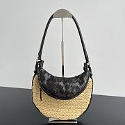 Fortok Bottega Veneta Raffia Gemelli Handbag Black 24.5x19x7cm - 1