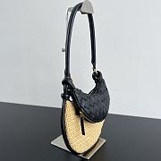 Fortok Bottega Veneta Raffia Gemelli Handbag Black 24.5x19x7cm - 6