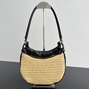 Fortok Bottega Veneta Raffia Gemelli Handbag Black 24.5x19x7cm - 5