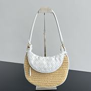 Fortok Bottega Veneta Raffia Gemelli Handbag White 24.5x19x7cm - 1