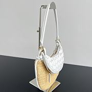 Fortok Bottega Veneta Raffia Gemelli Handbag White 24.5x19x7cm - 5