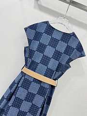 Fortok Louis Vuitton 24 Checkerboard Belt Dress Blue - 4