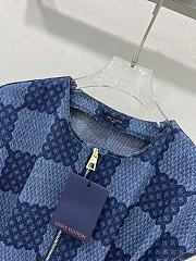 Fortok Louis Vuitton 24 Checkerboard Belt Dress Blue - 2