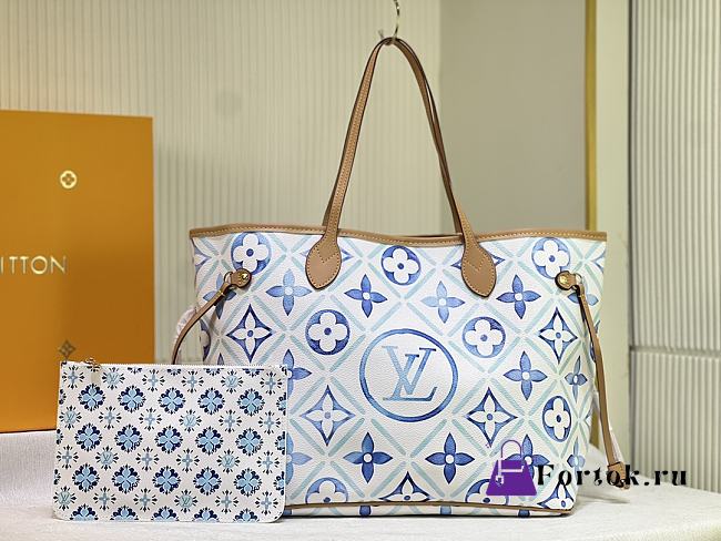 Fortok Louis Vuitton Neverfull MM Bag Blue and White M11263 31x28x14cm - 1