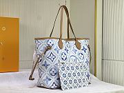 Fortok Louis Vuitton Neverfull MM Bag Blue and White M11263 31x28x14cm - 2