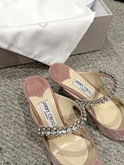 Fortok Jimmy Choo Pointed Diamond Chain High Heels Pink - 6