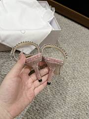 Fortok Jimmy Choo Pointed Diamond Chain High Heels Pink - 4