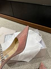 Fortok Jimmy Choo Pointed Diamond Chain High Heels Pink - 2