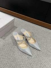 Fortok Jimmy Choo Pointed Diamond Chain High Heels Silver - 1