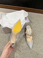 Fortok Jimmy Choo Pointed Diamond Chain High Heels Silver - 5