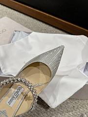 Fortok Jimmy Choo Pointed Diamond Chain High Heels Silver - 6