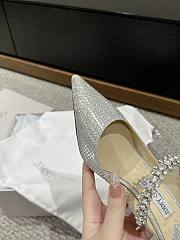 Fortok Jimmy Choo Pointed Diamond Chain High Heels Silver - 3