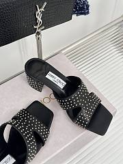 Fortok Jimmy Choo Ellison Studded Slide Sandals Black - 3