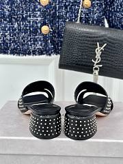 Fortok Jimmy Choo Ellison Studded Slide Sandals Black - 4