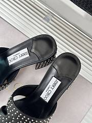 Fortok Jimmy Choo Ellison Studded Slide Sandals Black - 6