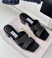 Fortok Jimmy Choo Ellison Studded Slide Sandals Black - 1