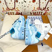 Fortok Louis Vuitton Trainer Sneakers Monogram-embossed Nubuck Calf Leather Blue - 5