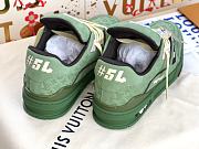 Fortok Louis Vuitton Trainer Sneakers Monogram-embossed Nubuck Calf Leather Green - 3