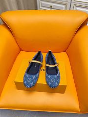 Fortok Louis Vuitton Romy Flat Ballerina Blue Denim  - 1