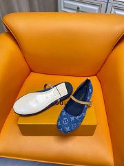 Fortok Louis Vuitton Romy Flat Ballerina Blue Denim  - 5