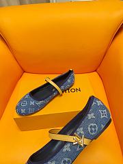 Fortok Louis Vuitton Romy Flat Ballerina Blue Denim  - 3