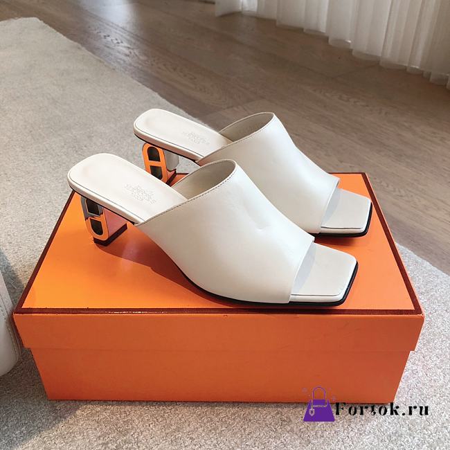 Fortok Hermes Iconique 60 Sandals in White - 1