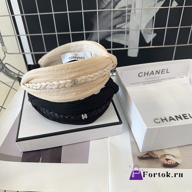 Fortok Chanel Braided Headband Black/Beige - 1