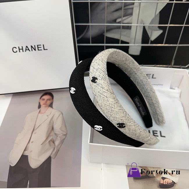 Fortok Chanel Logo Headband Black/White - 1