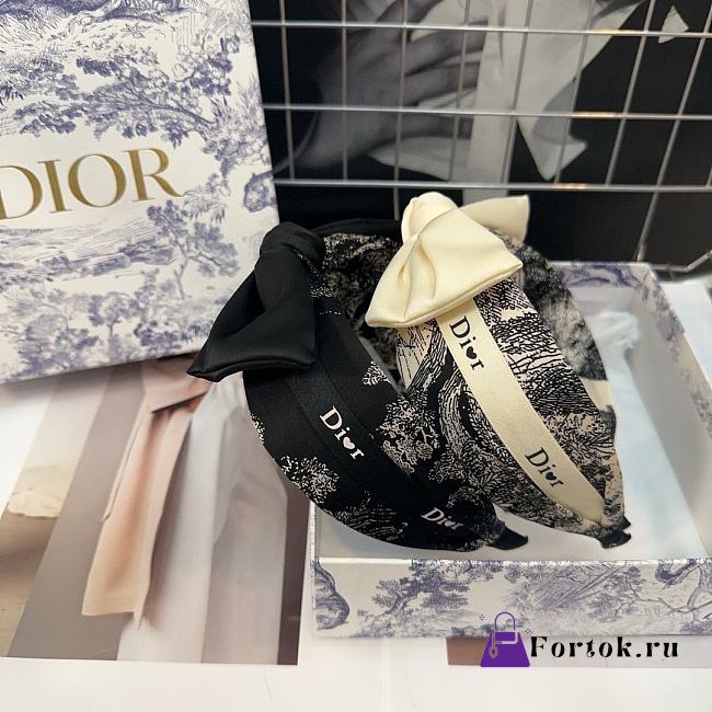 Fortok Dior Bow Headband Black/White - 1