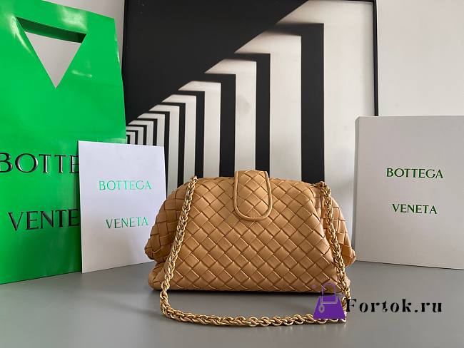 Fortok Bottega Veneta Brown Teen Lauren 1980 With Chain 31.5x16.5x11cm - 1