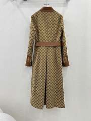 Fortok Gucci GG Canvas Leather Trim Trench Coat - 6