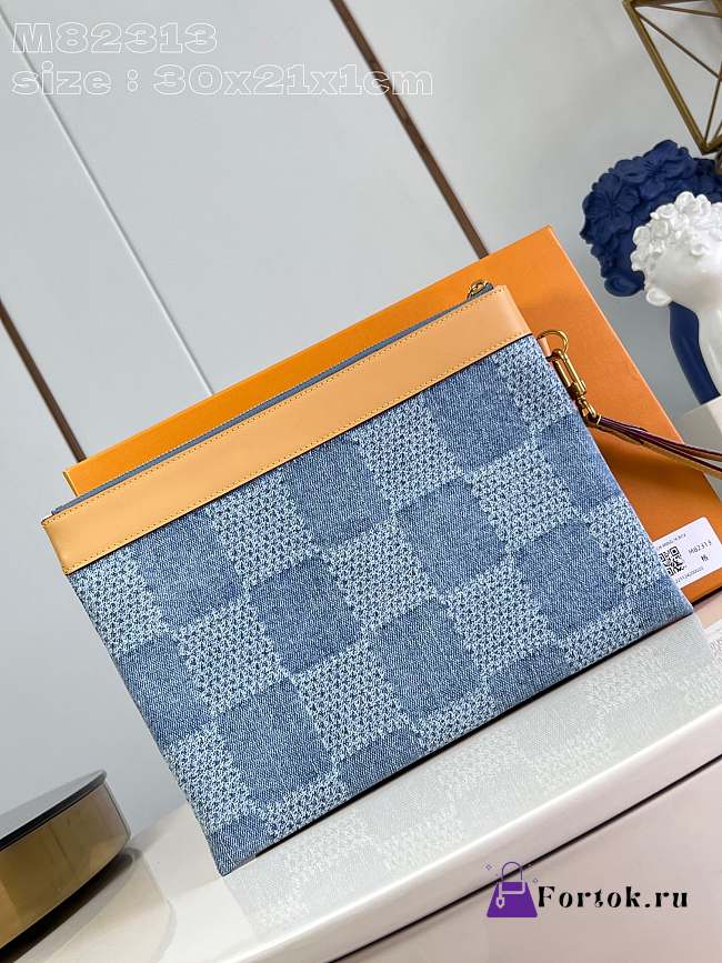 Fortok Louis Vuitton Pochette To-Go Clutch Sky Blue Denim M82313 30x21x1cm - 1
