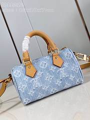 Fortok Louis Vuitton Nano Speedy Bag Sky Blue Denim M11212 16x10x7cm - 1