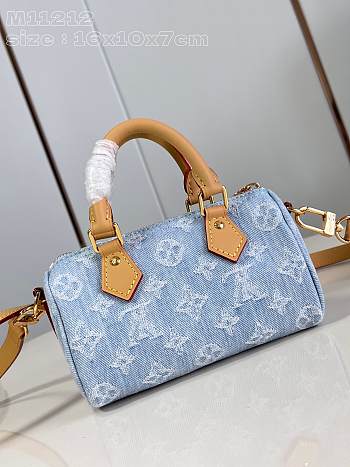 Fortok Louis Vuitton Nano Speedy Bag Sky Blue Denim M11212 16x10x7cm